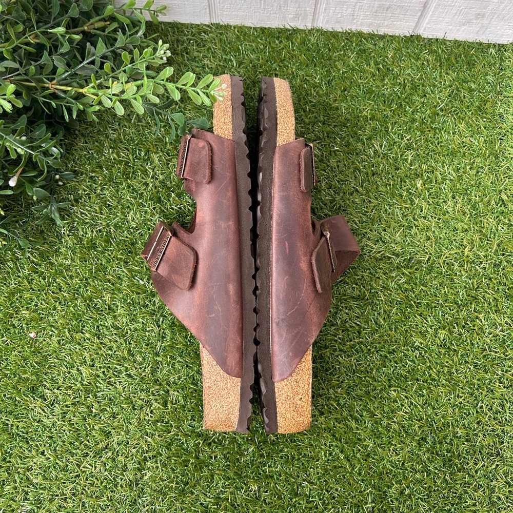 BIRKENSTOCK ARIZONA HABANA Oiled LEATHER BROWN SOFT FOOTBED SANDALS Sz 44 US11.5 - Picture 10 of 15